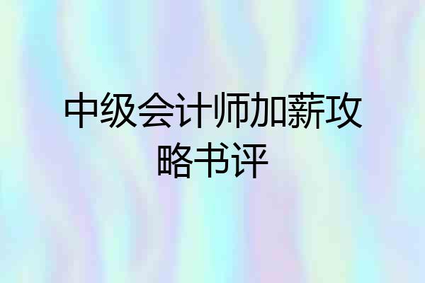 中级会计师加薪攻略书评