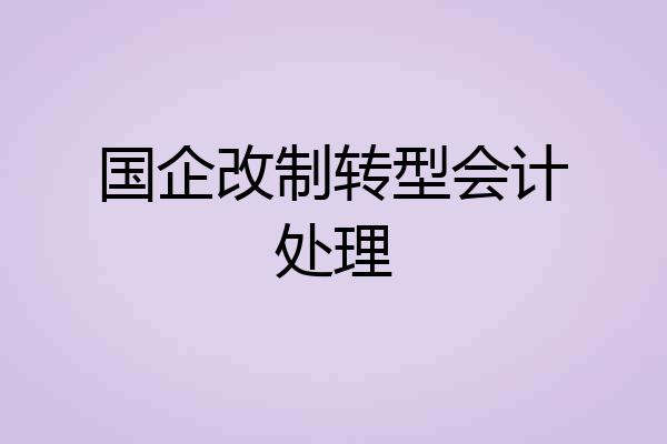 国企改制转型会计处理
