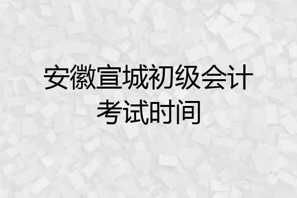 安徽宣城初级会计考试时间
