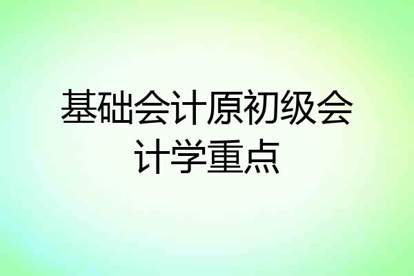 基础会计原初级会计学重点