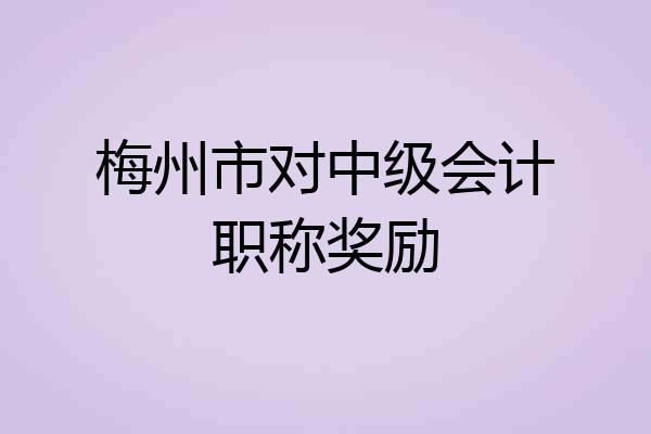 梅州市对中级会计职称奖励