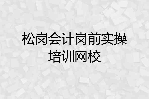 松岗会计岗前实操培训网校