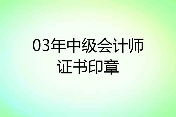 03年中级会计师证书印章