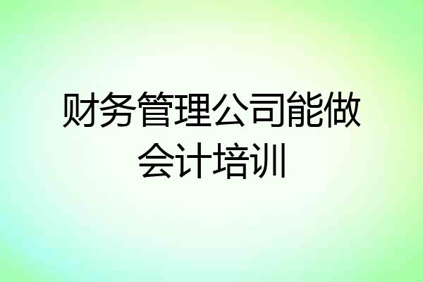 财务管理公司能做会计培训