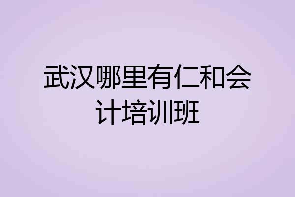 武汉哪里有仁和会计培训班