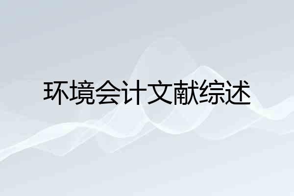 环境会计文献综述