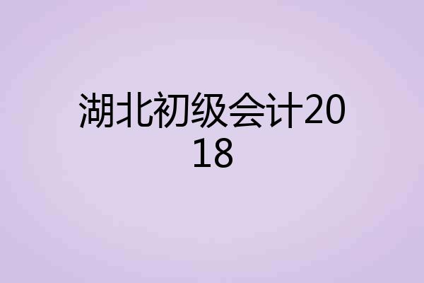 湖北初级会计2018