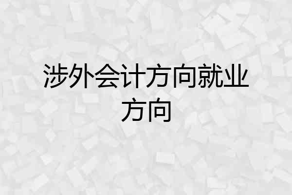 涉外会计方向就业方向