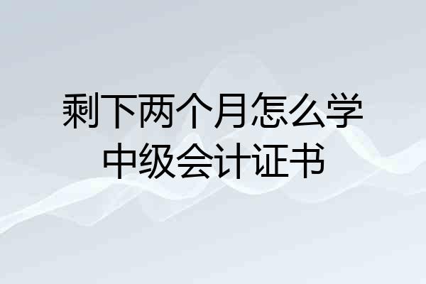 剩下两个月怎么学中级会计证书