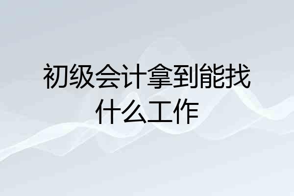 初级会计拿到能找什么工作