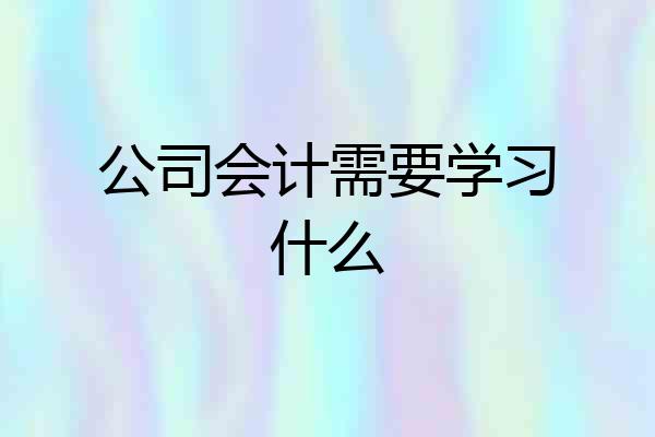 公司会计需要学习什么