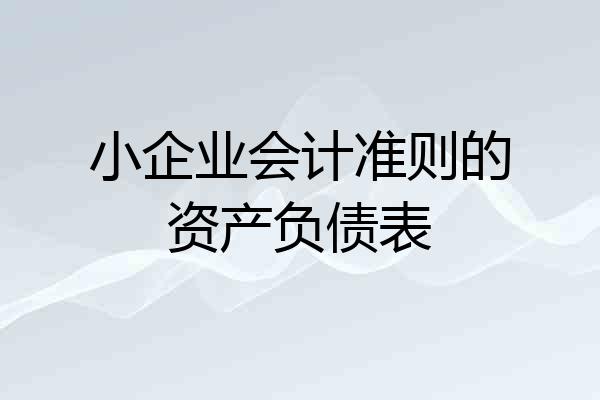 小企业会计准则的资产负债表
