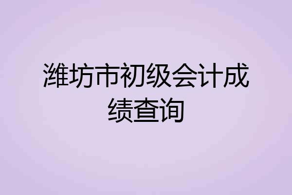 潍坊市初级会计成绩查询