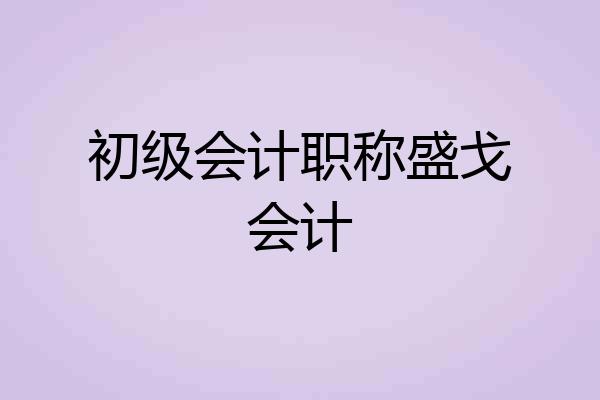 初级会计职称盛戈会计