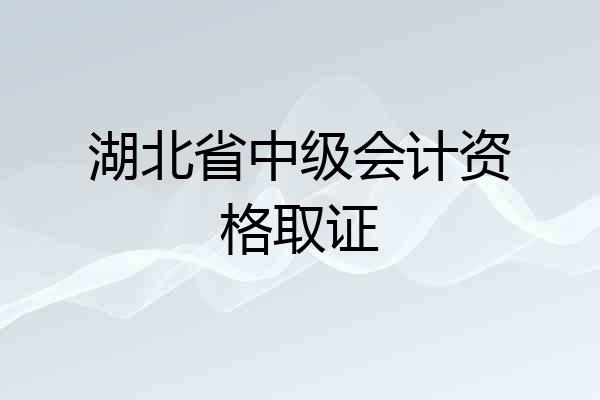 湖北省中级会计资格取证