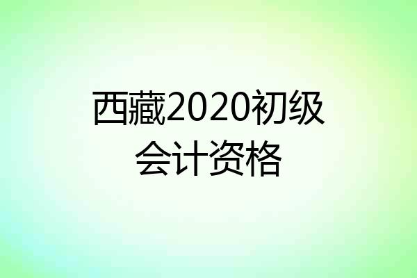 西藏2020初级会计资格