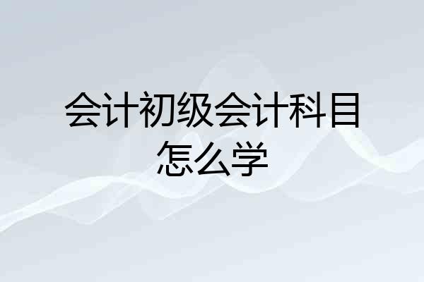 会计初级会计科目怎么学
