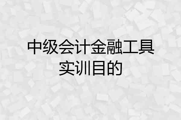 中级会计金融工具实训目的