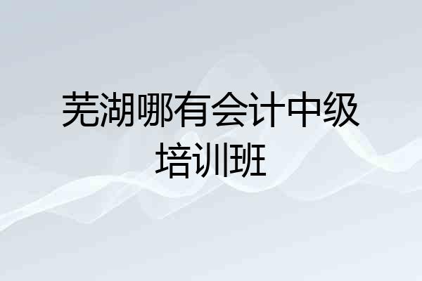 芜湖哪有会计中级培训班