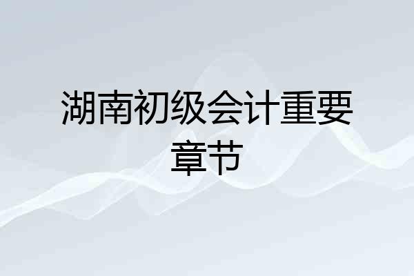 湖南初级会计重要章节