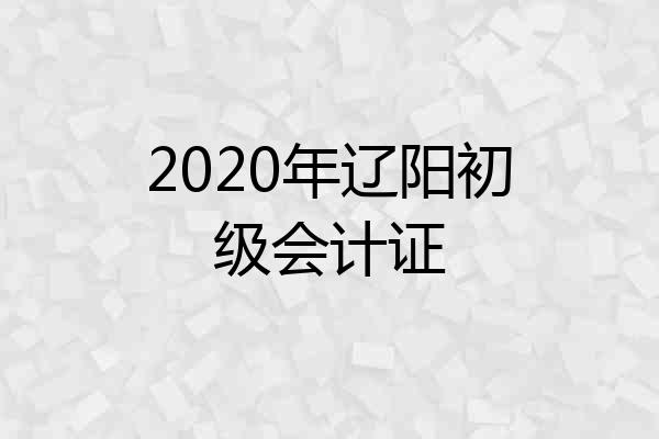 2020年辽阳初级会计证