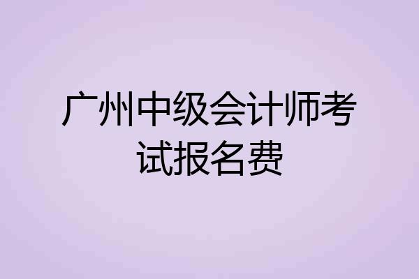广州中级会计师考试报名费