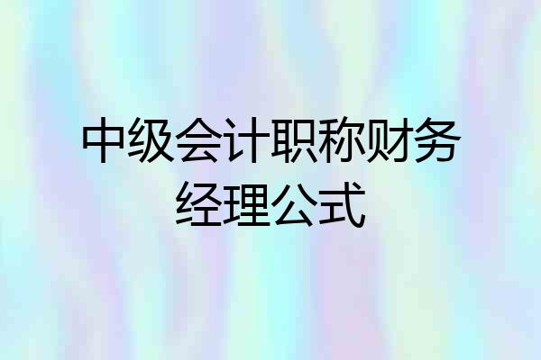 中级会计职称财务经理公式