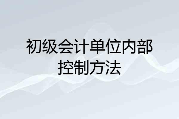 初级会计单位内部控制方法