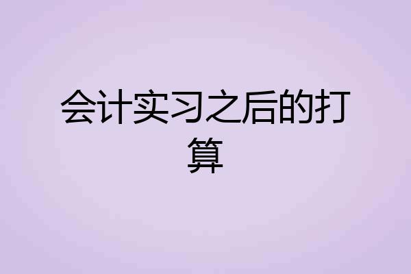 会计实习之后的打算