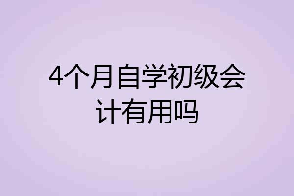 4个月自学初级会计有用吗