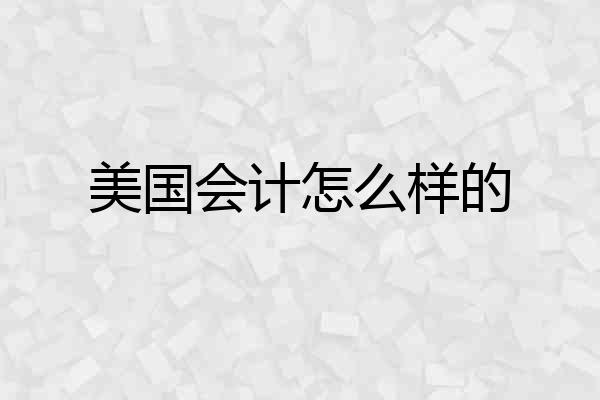 美国会计怎么样的