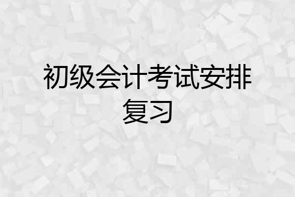 初级会计考试安排复习