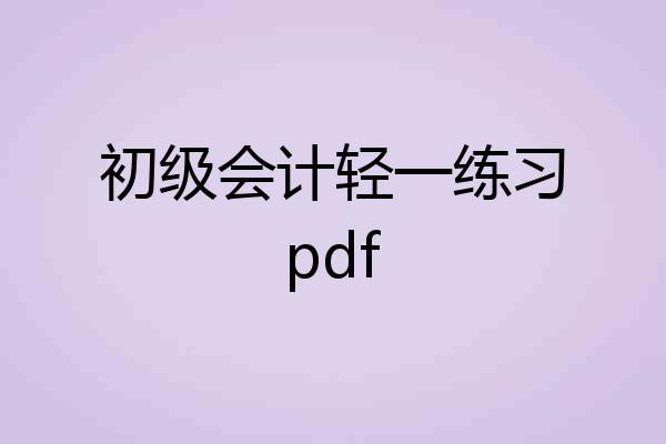 初级会计轻一练习pdf