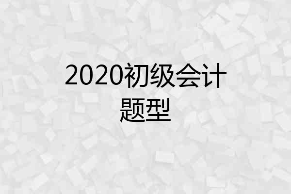 2020初级会计题型