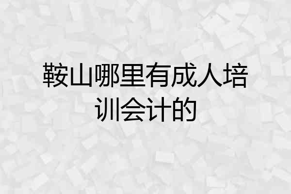 鞍山哪里有成人培训会计的