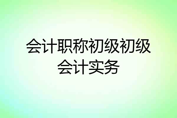 会计职称初级初级会计实务