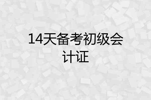 14天备考初级会计证