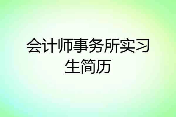会计师事务所实习生简历