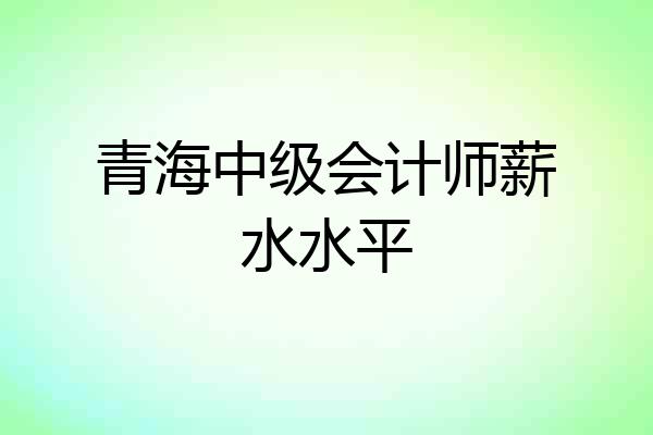 青海中级会计师薪水水平