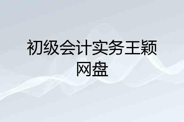 初级会计实务王颖网盘