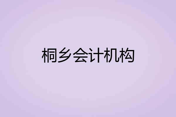 桐乡会计机构