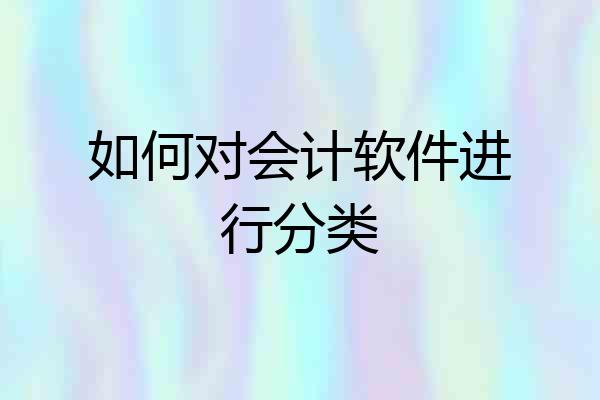 如何对会计软件进行分类