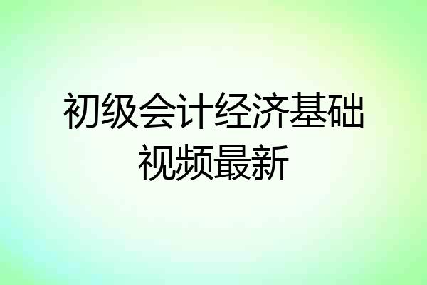 初级会计经济基础视频最新