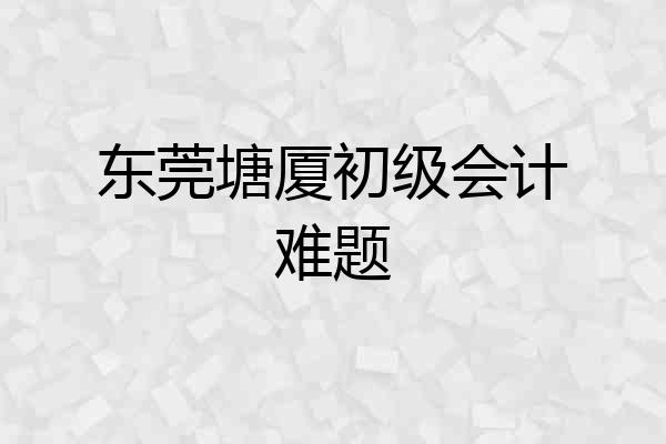 东莞塘厦初级会计难题