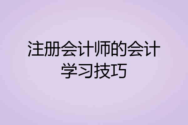 注册会计师的会计学习技巧