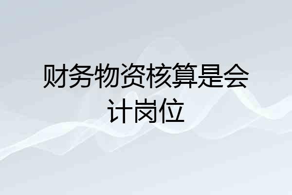 财务物资核算是会计岗位