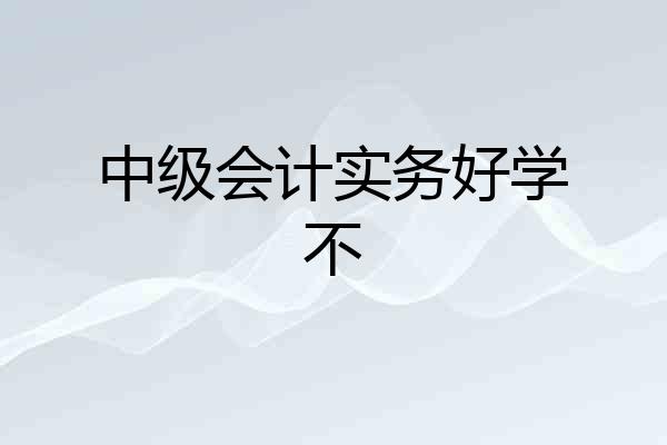 中级会计实务好学不