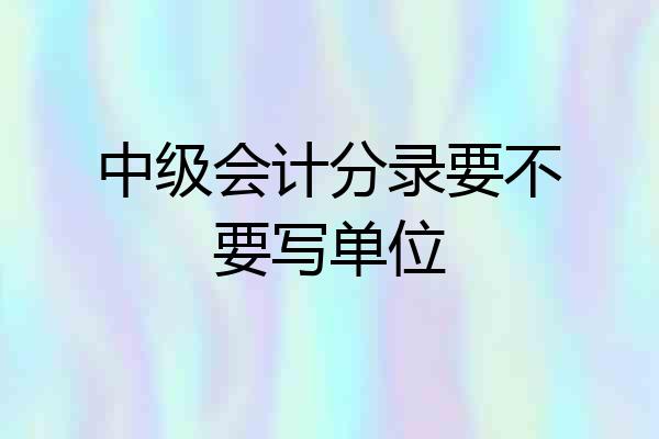 中级会计分录要不要写单位