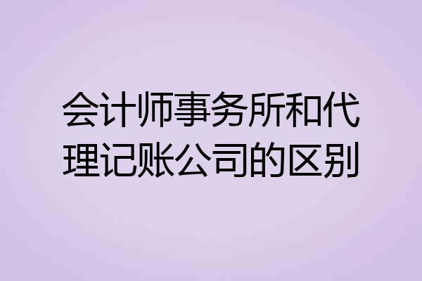 会计师事务所和代理记账公司的区别