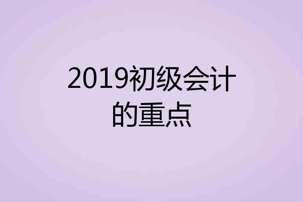 2019初级会计的重点